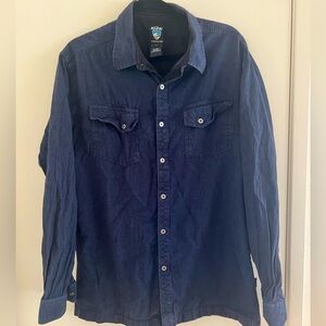 Kuhl men button shirt long sleeve navy blue size large